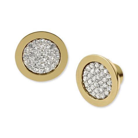 michael kors gold diamond earrings|michael kors halo stud earrings.